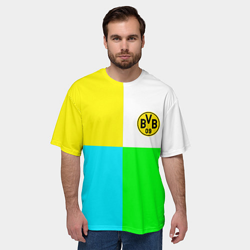 Мужская футболка оверсайз Borussia color cport / 3D-принт – фото 3