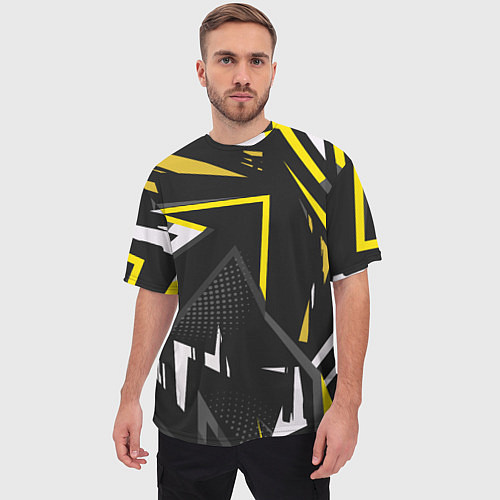 Мужская футболка оверсайз Абстрактный узор с геометрической концепцией / 3D-принт – фото 3