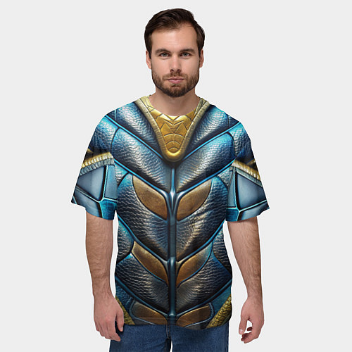 Мужская футболка оверсайз Объемная синяя текстурная кожа / 3D-принт – фото 3