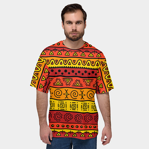 Мужская футболка оверсайз Африканские этнический орнамент / 3D-принт – фото 3