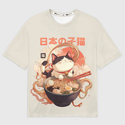 Футболка оверсайз мужская Ramen and the cat, цвет: 3D-принт