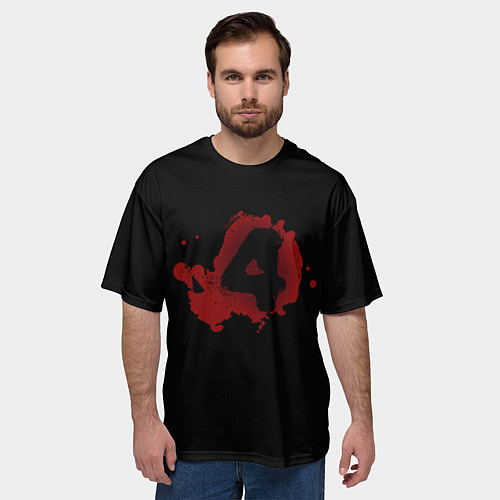 Мужская футболка оверсайз Left 4 Dead logo красный / 3D-принт – фото 3