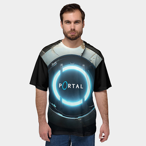 Мужская футболка оверсайз Portal logo game / 3D-принт – фото 3