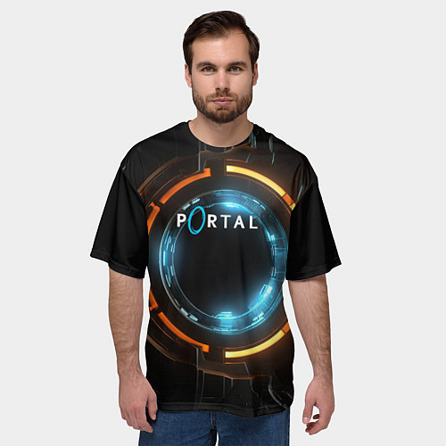 Мужская футболка оверсайз Portal логотип игры / 3D-принт – фото 3