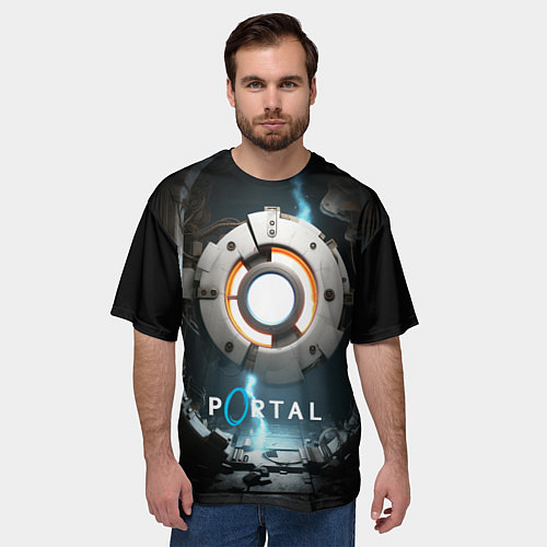 Мужская футболка оверсайз Portal space / 3D-принт – фото 3