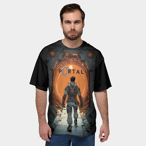 Мужская футболка оверсайз Вперед в портал / 3D-принт – фото 3