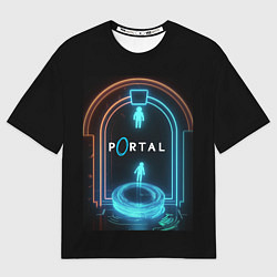 Футболка оверсайз мужская Portal neon style logo, цвет: 3D-принт