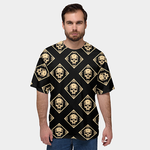 Мужская футболка оверсайз Черепа текстурные / 3D-принт – фото 3