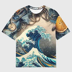 Футболка оверсайз мужская Collage of all sorts of things and a wave, цвет: 3D-принт