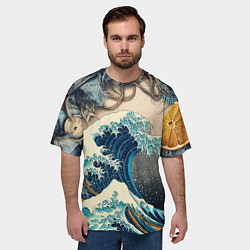 Футболка оверсайз мужская Collage of all sorts of things and a wave, цвет: 3D-принт — фото 2