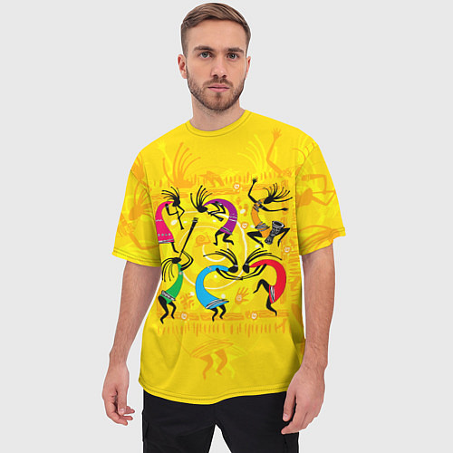 Мужская футболка оверсайз Танцующие Кокопелли / 3D-принт – фото 3
