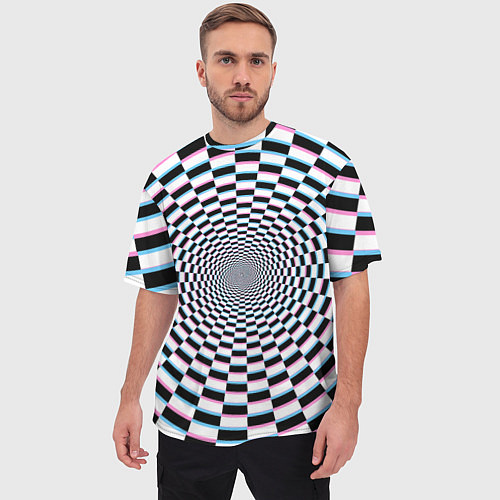 Мужская футболка оверсайз Оптическая иллюзия с погружением / 3D-принт – фото 3
