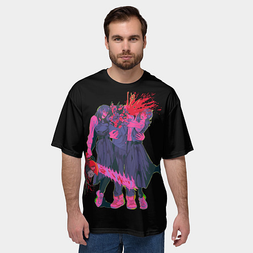 Мужская футболка оверсайз Человек-бензопила - Демон войны / 3D-принт – фото 3