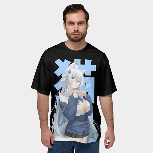 Мужская футболка оверсайз Нэко Чан / 3D-принт – фото 3