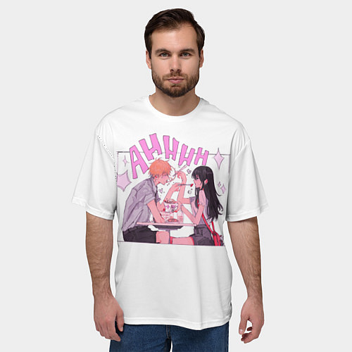 Мужская футболка оверсайз Человек-бензопила: Дендзи и Аса / 3D-принт – фото 3