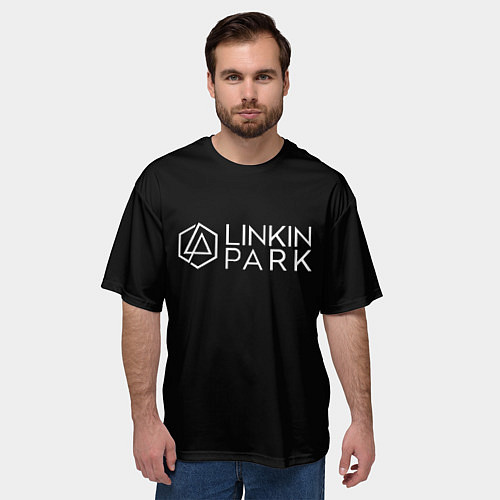 Мужская футболка оверсайз Linkin parrk logo chester / 3D-принт – фото 3