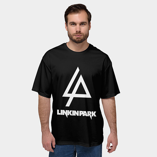 Мужская футболка оверсайз Linkin park logo brend music / 3D-принт – фото 3