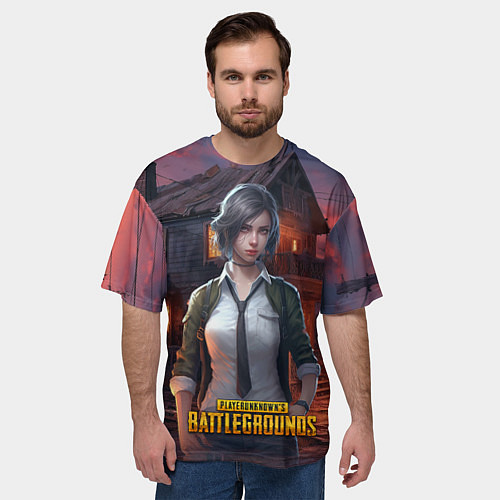 Мужская футболка оверсайз PUBG девушка в игре / 3D-принт – фото 3