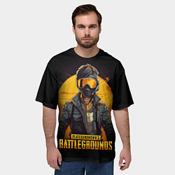 Футболка оверсайз мужская PUBG игрок на закате черный фон, цвет: 3D-принт — фото 2