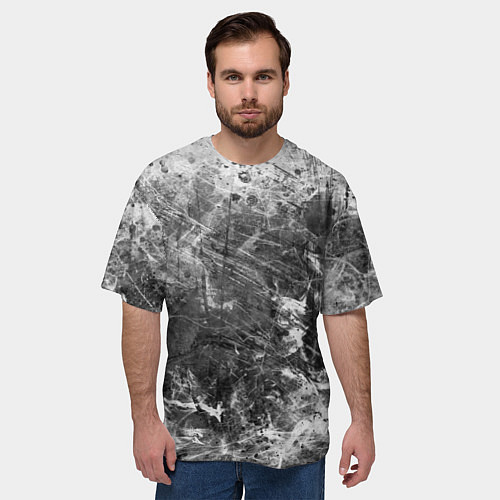 Мужская футболка оверсайз Абстракция - серый дым / 3D-принт – фото 3