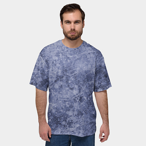 Мужская футболка оверсайз Абстракция - синий лёд / 3D-принт – фото 3