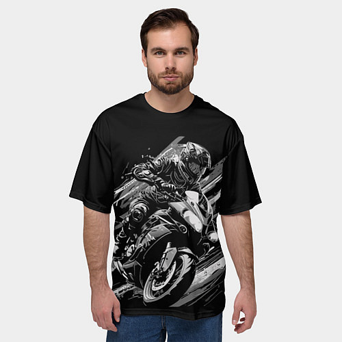 Мужская футболка оверсайз Спорт байк / 3D-принт – фото 3