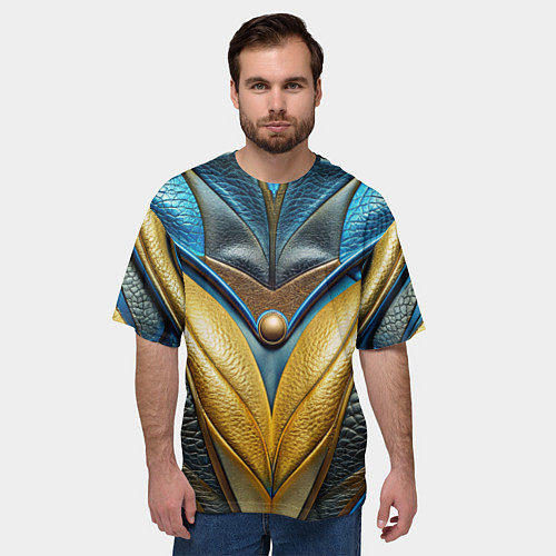 Мужская футболка оверсайз Объемная футуристичная объемная текстура из кожи / 3D-принт – фото 3