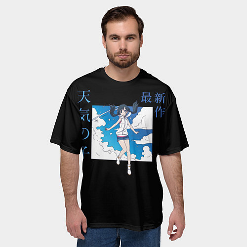 Мужская футболка оверсайз Дитя погоды - Макото Синкай / 3D-принт – фото 3