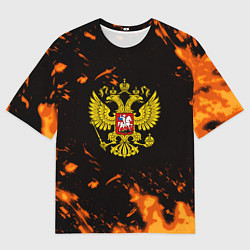 Футболка оверсайз мужская Россия огненные краски, цвет: 3D-принт