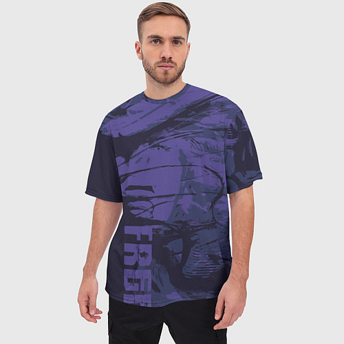 Мужская футболка оверсайз Абстрактное лицо девушки на фиолетовом - abstract / 3D-принт – фото 3