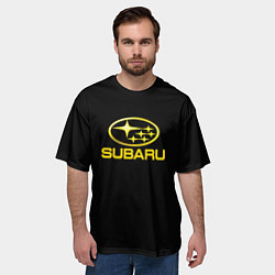 Футболка оверсайз мужская Subaru logo yellow, цвет: 3D-принт — фото 2