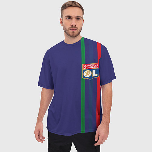 Мужская футболка оверсайз Olympique lyonnais / 3D-принт – фото 3