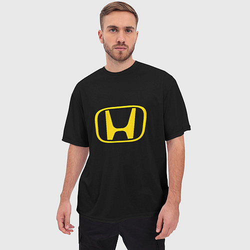 Мужская футболка оверсайз Honda yellow / 3D-принт – фото 3