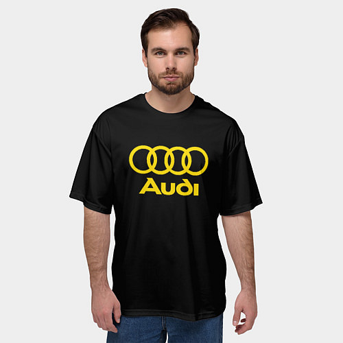 Мужская футболка оверсайз Audi logo yellow / 3D-принт – фото 3