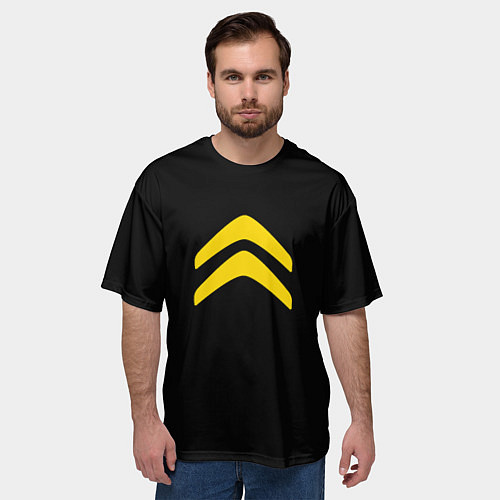 Мужская футболка оверсайз Citroen logo yellow / 3D-принт – фото 3