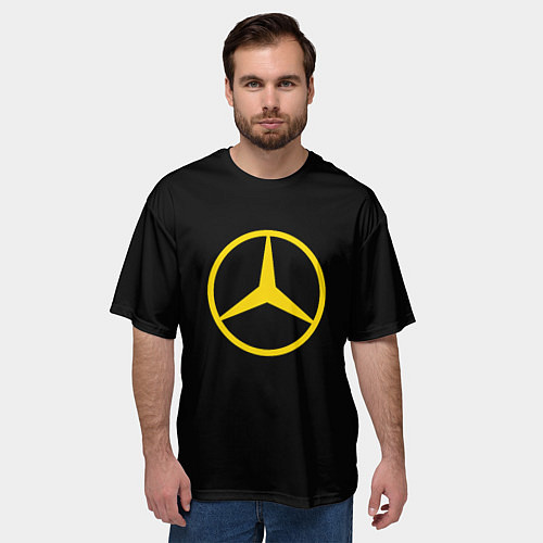 Мужская футболка оверсайз Mercedes logo yello / 3D-принт – фото 3