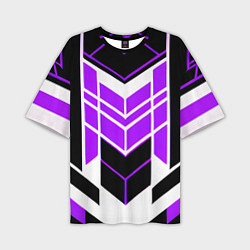 Мужская футболка оверсайз Purple and black stripes on a white background