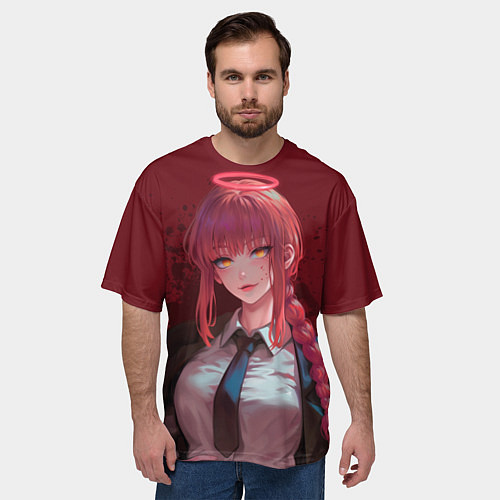 Мужская футболка оверсайз Макима аниме человек бензопила / 3D-принт – фото 3