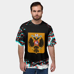 Футболка оверсайз мужская Российская империя герб глитч, цвет: 3D-принт — фото 2