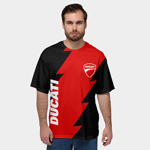 Мужская футболка оверсайз Ducati - logo / 3D-принт – фото 3