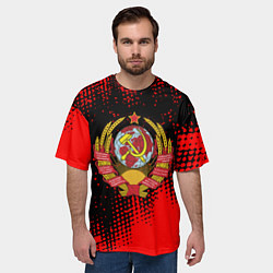 Футболка оверсайз мужская СССР краски красные текстура, цвет: 3D-принт — фото 2