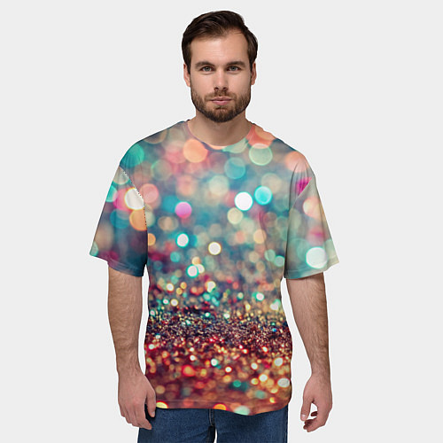 Мужская футболка оверсайз Блестяшки боке / 3D-принт – фото 3