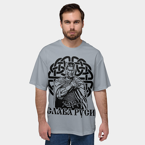 Мужская футболка оверсайз Символьный славянский воин / 3D-принт – фото 3