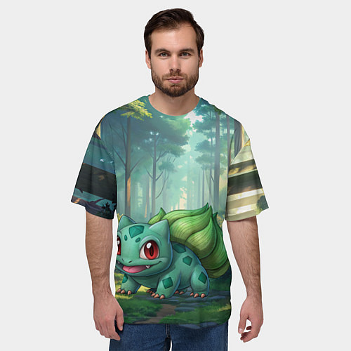 Мужская футболка оверсайз Bulbasaur pokemon / 3D-принт – фото 3