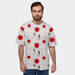 Футболка оверсайз мужская Герберы темно-красные, цвет: 3D-принт — фото 2