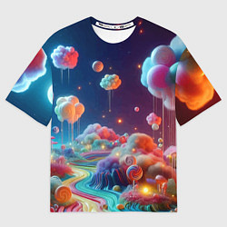 Футболка оверсайз мужская Planet chupa chups - neon glow, цвет: 3D-принт