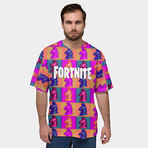 Мужская футболка оверсайз Fortnite logo pattern game / 3D-принт – фото 3