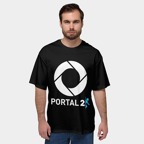Мужская футболка оверсайз Portal2 logo game / 3D-принт – фото 3
