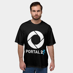 Футболка оверсайз мужская Portal2 logo game, цвет: 3D-принт — фото 2