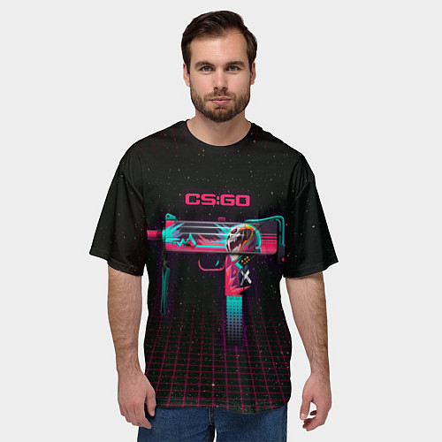 Мужская футболка оверсайз MAC-10 Neon Rider - CS:GO / 3D-принт – фото 3